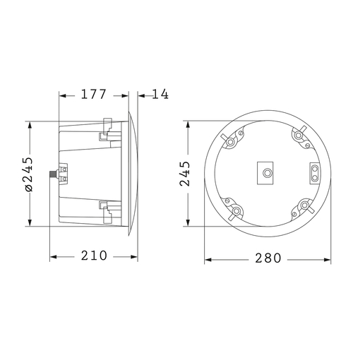 GLOBOSTAR® FDB C800T 98013 Χωνευτό Παθητικό Ηχείο Εγκαταστάσεων με Μετασχηματιστή 100V & 8Ω - 50W RMS (100W Peak) - 1 x 8 Inches LF & 1 x 1 Inches HF - IP20 - Λευκό - Μ28 x Π28 x Υ19.1cm / Q24.5 x 17.7cm - 2 Χρόνια Εγγύηση