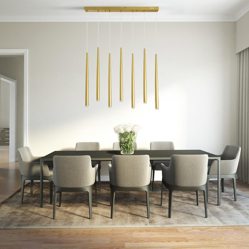 GLOBOSTAR® TEARS 61312 Μοντέρνο Κρεμαστό Φωτιστικό Οροφής LED 21W 2310lm 180° AC 220-240V IP20 Ρυθμιζόμενο Λευκό CCT με Χειριστήριο από 2700K έως 6000K Dimmable - Lumileds SMD Chip - Χρυσό Βούρτσας - Μ70 x Π3.2 x Υ60cm - 3 Χρόνια Εγγύηση