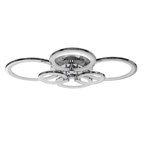 GLOBOSTAR® ROYAL-R 61324 Μοντέρνο Φωτιστικό Οροφής LED 135W 16200lm 360° AC 220-240V IP20 Ρυθμιζόμενο Λευκό CCT με Χειριστήριο από 2700K έως 6000K Dimmable - Lumileds SMD Chip - Ασημί Νίκελ - Μ80.5 x Π59 x Υ12cm - 3 Χρόνια Εγγύηση