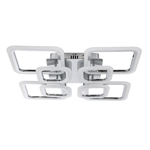 GLOBOSTAR® ROYAL-S 61326 Μοντέρνο Φωτιστικό Οροφής LED 135W 16200lm 360° AC 220-240V IP20 Ρυθμιζόμενο Λευκό CCT με Χειριστήριο από 2700K έως 6000K Dimmable - Lumileds SMD Chip - Ασημί Νίκελ - Μ58.5 x Π58.5 x Υ12cm - 3 Χρόνια Εγγύηση