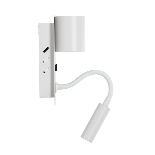 GLOBOSTAR® IBIS 61368 Μοντέρνο Φωτιστικό Τοίχου - Απλίκα Ξενοδοχείου Reading Light με Φορτιστή USB 3A LED 10W 1100lm 36° & 360° AC 220-240V IP20 Φυσικό Λευκό 4500K - Bridgelux COB Chip & TÜV SÜD Driver - Λευκό Ματ - Μ10 x Π6.1 x Υ18cm - 3 Χρόνια Εγγύηση