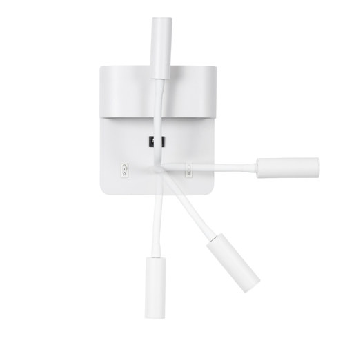 GLOBOSTAR® IBIS 61368 Μοντέρνο Φωτιστικό Τοίχου - Απλίκα Ξενοδοχείου Reading Light με Φορτιστή USB 3A LED 10W 1100lm 36° & 360° AC 220-240V IP20 Φυσικό Λευκό 4500K - Bridgelux COB Chip & TÜV SÜD Driver - Λευκό Ματ - Μ10 x Π6.1 x Υ18cm - 3 Χρόνια Εγγύηση