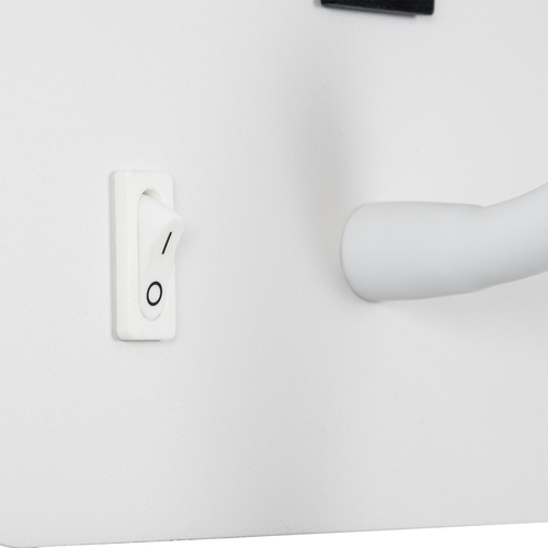 GLOBOSTAR® IBIS 61368 Μοντέρνο Φωτιστικό Τοίχου - Απλίκα Ξενοδοχείου Reading Light με Φορτιστή USB 3A LED 10W 1100lm 36° & 360° AC 220-240V IP20 Φυσικό Λευκό 4500K - Bridgelux COB Chip & TÜV SÜD Driver - Λευκό Ματ - Μ10 x Π6.1 x Υ18cm - 3 Χρόνια Εγγύηση