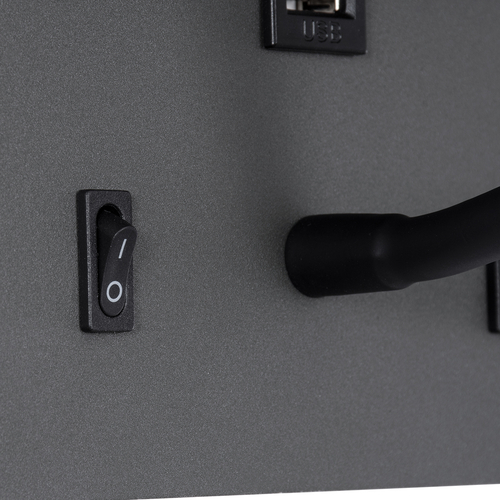 GLOBOSTAR® IBIS 61369 Μοντέρνο Φωτιστικό Τοίχου - Απλίκα Ξενοδοχείου Reading Light με Φορτιστή USB 3A LED 10W 1100lm 36° & 360° AC 220-240V IP20 Φυσικό Λευκό 4500K - Bridgelux COB Chip & TÜV SÜD Driver - Γκρι Ανθρακί Ματ - Μ10 x Π6.1 x Υ18cm - 3 Χρόνια Εγγύηση