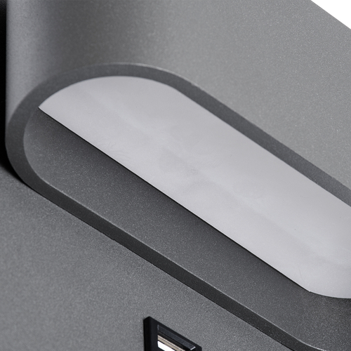 GLOBOSTAR® IBIS 61369 Μοντέρνο Φωτιστικό Τοίχου - Απλίκα Ξενοδοχείου Reading Light με Φορτιστή USB 3A LED 10W 1100lm 36° & 360° AC 220-240V IP20 Φυσικό Λευκό 4500K - Bridgelux COB Chip & TÜV SÜD Driver - Γκρι Ανθρακί Ματ - Μ10 x Π6.1 x Υ18cm - 3 Χρόνια Εγγύηση