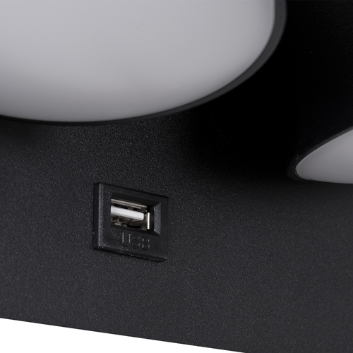 GLOBOSTAR® REGENCY 61376 Μοντέρνο Φωτιστικό Τοίχου - Απλίκα Ξενοδοχείου Reading Light με Φορτιστή USB 3A LED 16W 1840lm 120° AC 220-240V IP20 Φυσικό Λευκό 4500K - Bridgelux SMD Chip & TÜV SÜD Driver - Μαύρο Ματ - Μ16.5 x Π12 x Υ10cm - 3 Χρόνια Εγγύηση