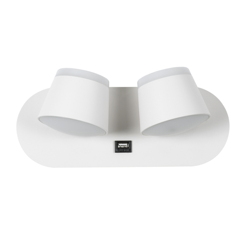 GLOBOSTAR® REGENCY 61377 Μοντέρνο Φωτιστικό Τοίχου - Απλίκα Ξενοδοχείου Reading Light με Φορτιστή USB 3A LED 16W 1840lm 120° AC 220-240V IP20 Φυσικό Λευκό 4500K - Bridgelux SMD Chip & TÜV SÜD Driver - Λευκό Ματ - Μ16.5 x Π12 x Υ10cm - 3 Χρόνια Εγγύηση