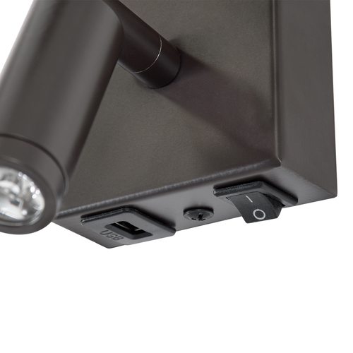 GLOBOSTAR® ROULETTE-R 61381 Μοντέρνο Φωτιστικό Τοίχου - Απλίκα Ξενοδοχείου Reading Light με Φορτιστή USB 3A & Ντουί 1 x E27 LED 3W 360lm 36° & 360° AC 220-240V IP20 Φυσικό Λευκό 4500K - Bridgelux COB Chip & TÜV SÜD Driver - Καφέ & Μπεζ - Μ22 x Π23.5 x Υ37cm - Σετ 2 Τεμαχίων - 3 Χρόνια Εγγύηση