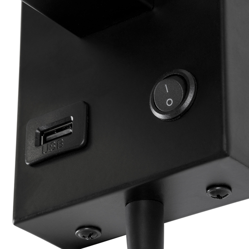 GLOBOSTAR® ROULETTE-S 61382 Μοντέρνο Φωτιστικό Τοίχου - Απλίκα Ξενοδοχείου Reading Light με Φορτιστή USB 3A & Ντουί 1 x E27 LED 3W 360lm 36° & 360° AC 220-240V IP20 Φυσικό Λευκό 4500K - Bridgelux COB Chip & TÜV SÜD Driver - Μαύρο & Μπεζ - Μ17 x Π20 x Υ37cm - Σετ 2 Τεμαχίων - 3 Χρόνια Εγγύηση