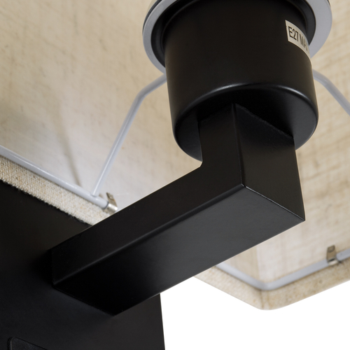 GLOBOSTAR® ROULETTE-S 61382 Μοντέρνο Φωτιστικό Τοίχου - Απλίκα Ξενοδοχείου Reading Light με Φορτιστή USB 3A & Ντουί 1 x E27 LED 3W 360lm 36° & 360° AC 220-240V IP20 Φυσικό Λευκό 4500K - Bridgelux COB Chip & TÜV SÜD Driver - Μαύρο & Μπεζ - Μ17 x Π20 x Υ37cm - Σετ 2 Τεμαχίων - 3 Χρόνια Εγγύηση