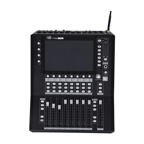 GloboStar® FDB F260 98023 Multifunctional Digital Mixer Audio Console 24Ch - Επαγγελματική Ψηφιακή Κονσόλα Ήχου 16Ch Audio In / 8Ch Audio Out / 8Ch BUS Out - Οθόνη Αφής 10 HD - Wifi Smart System - UDP - AC 220V/50-60Hz - IP20 - Μαύρο - Μ38 x Π49 x Υ14cm