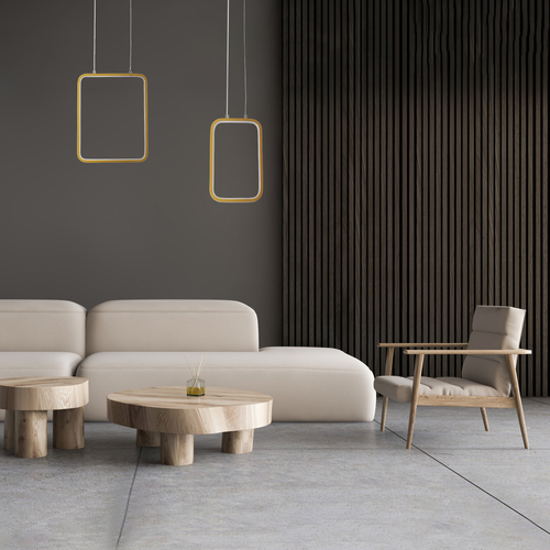 GLOBOSTAR® NEROBA 61301 Μοντέρνο Κρεμαστό Φωτιστικό Οροφής LED 12W 1320lm 360° AC 220-240V IP20 Ρυθμιζόμενο Λευκό CCT με On/Off 2700K/4500K/6000K - Lumileds SMD Chip - Χρυσό Βούρτσας - Μ16 x Π1.6 x Υ25.5cm - 3 Χρόνια Εγγύηση