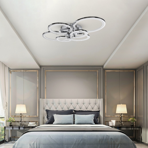 GLOBOSTAR® ROYAL-R 61324 Μοντέρνο Φωτιστικό Οροφής LED 135W 16200lm 360° AC 220-240V IP20 Ρυθμιζόμενο Λευκό CCT με Χειριστήριο από 2700K έως 6000K Dimmable - Lumileds SMD Chip - Ασημί Νίκελ - Μ80.5 x Π59 x Υ12cm - 3 Χρόνια Εγγύηση