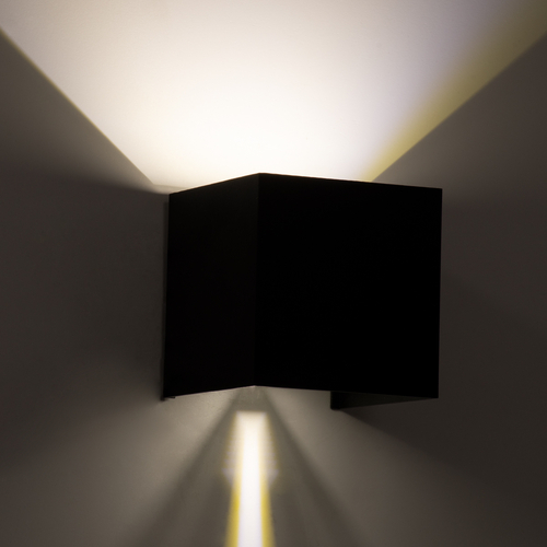 GLOBOSTAR® AXIS-S 60565 Μοντέρνο Φωτιστικό Τοίχου - Απλίκα LED 10W 1200lm 5°/60° AC 220-240V Αδιάβροχο IP65 Φυσικό Λευκό 4500K - Bridgelux COB Chip & TÜV SÜD Driver - Μαύρο Ματ - Μ10 x Π10 x Υ10cm - 5 Χρόνια Εγγύηση