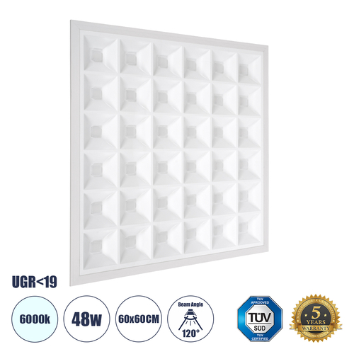 GLOBOSTAR® ZEUS 60968 Χωνευτό Panel Οροφής 60x60 με Anti Glare Reflector LED 48W 7440lm 120° CRI≥85Ra UGR
