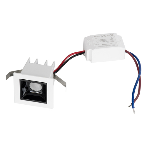 GLOBOSTAR® LUMINAR 60314 Χωνευτό Downlight Σποτ LED 2W 280lm 36° AC 220-240V IP20 Φυσικό Λευκό 4500K - Osram SMD Chip & TÜV SÜD Driver - Λευκό & Μαύρο Ματ - Μ4.3 x Π4.3 x Υ4.5cm / Q3.5 x 3.5cm - 5 Χρόνια Εγγύηση