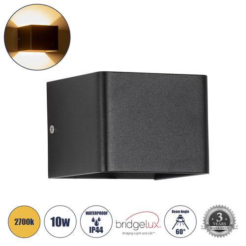 GLOBOSTAR® CIRCOA 60535 Μοντέρνο Φωτιστικό Τοίχου - Απλίκα LED 10W 1056lm 60° AC 220-240V IP44 Θερμό Λευκό 2700K - Bridgelux COB Chip & TÜV SÜD Driver - Μαύρο Ματ - Μ10 x Π8 x Υ10cm - 5 Χρόνια Εγγύηση