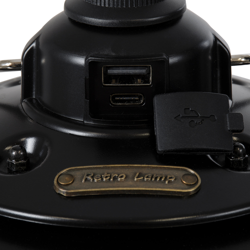 GloboStar® 85695 Αυτόνομο Φανάρι Camping LED 4W USB 2.0 με Επαναφορτιζόμενη Μπαταρία 1 x 18650 2000mAh Li-ion Power Bank IP20 Dimmable Μαύρο με Διάφανο Γυαλί CCT Εναλλαγή Φωτισμού μέσω On/Off All In One Ψυχρό 6000K+Φυσικό 4500K+Θερμό 2700K Φ13.5 x Υ17.5cm