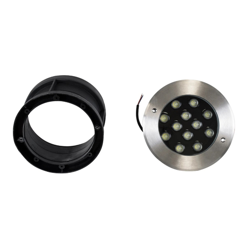 GloboStar® UNDERWATER-GUNE 90405 Υποβρύχιο Χωνευτό Φωτιστικό Σποτ Ειδικό για Σιντριβάνια LED 12W 1200lm 60° DC 24V Αδιάβροχο IP68 Φ10 x Υ7.5cm Ψυχρό Λευκό 6000K - Ανοξείδωτο Ατσάλι - 3 Χρόνια Εγγύηση