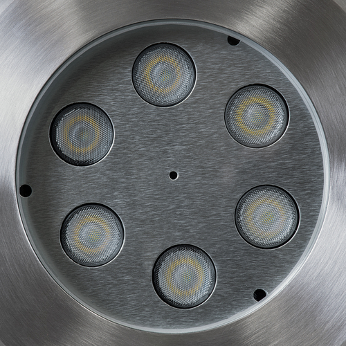 GLOBOSTAR® UNDERWATER-YUNI 90418 Υποβρύχιο Χωνευτό Σποτ για Σιντριβάνια/Πισίνες LED 6W 600lm 30° DC 24V Αδιάβροχο IP68 Ψυχρό Λευκό 6000K Dimmable - Ανοξείδωτο Ατσάλι 304 - Φ15 x Υ10cm - Q14cm - 3 Χρόνια Εγγύηση