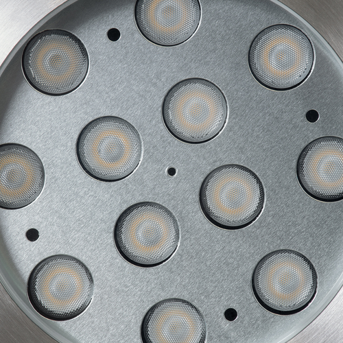 GLOBOSTAR® UNDERWATER-TUNI 90420 Υποβρύχιο Χωνευτό Σποτ για Σιντριβάνια/Πισίνες LED 12W 1080lm 30° DC 24V Αδιάβροχο IP68 Θερμό Λευκό 2700K Dimmable - Ανοξείδωτο Ατσάλι 304 - Φ18 x Υ11cm - Q17.5 - 3 Χρόνια Εγγύηση