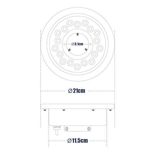 GloboStar® UNDERWATER-DENIS 90432 Υποβρύχιο Χωνευτό Φωτιστικό Σποτ Ειδικό για Σιντριβάνια - Πισίνες - Τζακούζι LED 9W 810lm 30° DC 24V Αδιάβροχο IP68 Φ21 x Υ7.5cm Θερμό Λευκό 2700K - Ανοξείδωτο Ατσάλι SS304 - 3 Years Warranty