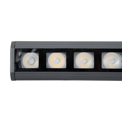 GLOBOSTAR® WASHERPANDA 90583 Μπάρα Φωτισμού Wall Washer LED 36W 3960lm 15° DC 24V Αδιάβροχο IP67 Θερμό Λευκό 2700K Dimmable - Bridgelux SMD Chip - Γκρι Ανθρακί - Μ100 x Π4 x Υ3.5cm - 3 Χρόνια Εγγύηση