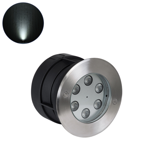 GLOBOSTAR® UNDERWATER-YUNI 90418 Υποβρύχιο Χωνευτό Σποτ για Σιντριβάνια/Πισίνες LED 6W 600lm 30° DC 24V Αδιάβροχο IP68 Ψυχρό Λευκό 6000K Dimmable - Ανοξείδωτο Ατσάλι 304 - Φ15 x Υ10cm - Q14cm - 3 Χρόνια Εγγύηση