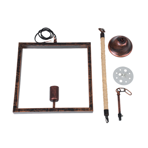 GLOBOSTAR® FRAISE 01814 Vintage Κρεμαστό Φωτιστικό Οροφής με Ντουί 1 x E27 AC 220-240V IP20 - Χάλκινο & Μπεζ - Μ32 x Π4 x Υ32cm