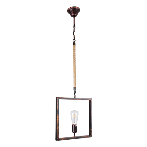 GLOBOSTAR® FRAISE 01814 Vintage Κρεμαστό Φωτιστικό Οροφής με Ντουί 1 x E27 AC 220-240V IP20 - Χάλκινο & Μπεζ - Μ32 x Π4 x Υ32cm