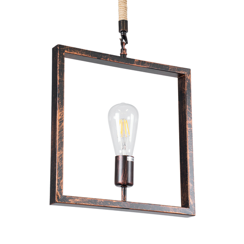 GLOBOSTAR® FRAISE 01814 Vintage Κρεμαστό Φωτιστικό Οροφής με Ντουί 1 x E27 AC 220-240V IP20 - Χάλκινο & Μπεζ - Μ32 x Π4 x Υ32cm