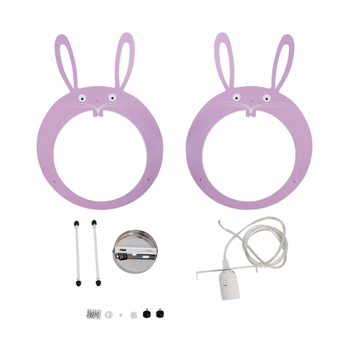 GLOBOSTAR® BUNNY 61577 Παιδικό Κρεμαστό Φωτιστικό Οροφής με Ντουί 1 x E27 AC 220-240V IP20 - Ροζ & Λευκό - Μ27.2 x Π15.5 x Υ40cm