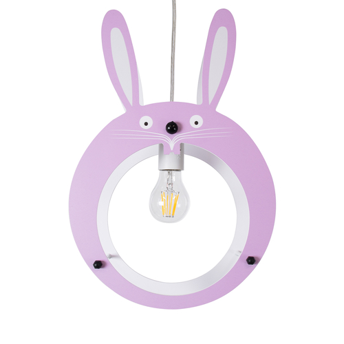 GLOBOSTAR® BUNNY 61577 Παιδικό Κρεμαστό Φωτιστικό Οροφής με Ντουί 1 x E27 AC 220-240V IP20 - Ροζ & Λευκό - Μ27.2 x Π15.5 x Υ40cm