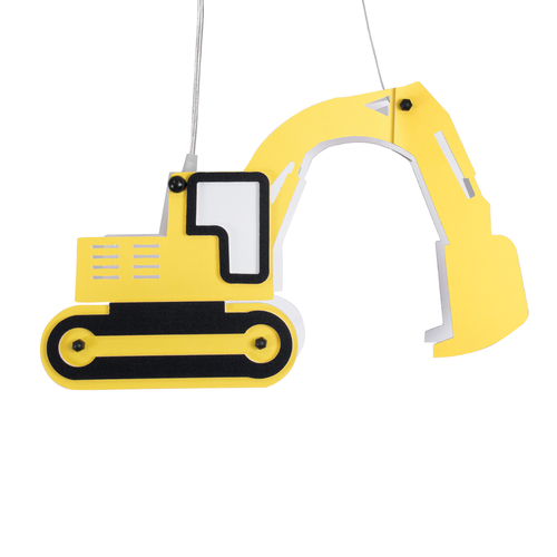 GLOBOSTAR® EXCAVATOR 61579 Παιδικό Κρεμαστό Φωτιστικό Οροφής με Ντουί 1 x E27 AC 220-240V IP20 - Κίτρινο & Μαύρο - Μ45 x Π15.5 x Υ27cm