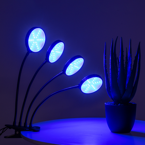 GloboStar® 79654 Grow Light Full Spectrum LED Φωτιστικό Ανάπτυξης Φυτών Γλάστρας με 4 Κινούμενες Κεφαλές & Βάση Clip SMD 2835 20W 160° DC 5V IP20 με Dimmer & Timer Εσωτερικού Χώρου για Κάλυψη Επιφάνειας 1m x 1m Πλήρους Φάσματος Φωτισμού