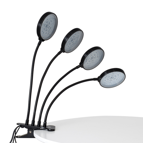 GloboStar® 79654 Grow Light Full Spectrum LED Φωτιστικό Ανάπτυξης Φυτών Γλάστρας με 4 Κινούμενες Κεφαλές & Βάση Clip SMD 2835 20W 160° DC 5V IP20 με Dimmer & Timer Εσωτερικού Χώρου για Κάλυψη Επιφάνειας 1m x 1m Πλήρους Φάσματος Φωτισμού
