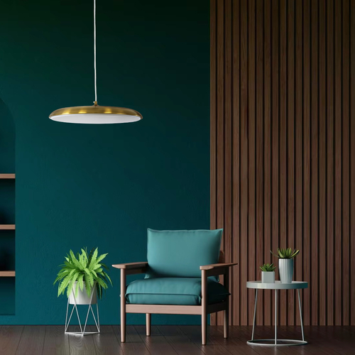 GLOBOSTAR® BARON 60887 Μοντέρνο Κρεμαστό Φωτιστικό Οροφής LED 24W 2880lm 120° AC 220-240V IP20 Ρυθμιζόμενο Λευκό CCT με On/Off 2700K/4500K/6000K - Lumileds SMD Chip - Χρυσό - Μ40 x Π40 x Υ10cm - 3 Χρόνια Εγγύηση