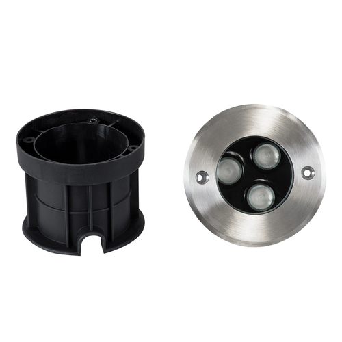 GloboStar® UNDERGROUND-FANI S-90981 Χωνευτό Φωτιστικό Σποτ Δαπέδου LED 12W 1020lm 60° DC 24V Αδιάβροχο IP68 Φ10 x Υ7.5cm RGBW DMX512 - Ανοξείδωτο Ατσάλι