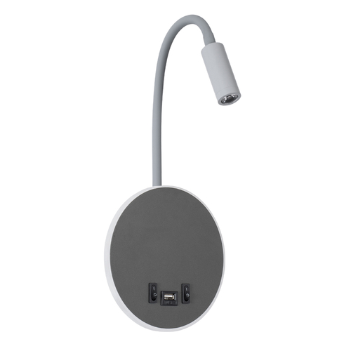GLOBOSTAR® GOOSE 60882 Μοντέρνο Φωτιστικό Τοίχου - Απλίκα Ξενοδοχείου Reading Light με Φορτιστή USB 3A LED 6W 600lm 36° & 360° AC 220-240V IP20 Φυσικό Λευκό 4500K - CREE XPE & Lumileds SMD Chip & TÜV SÜD Driver - Γκρι Ανθρακί Ματ - Μ15.5 x Π15 x Υ30.5cm - 3 Χρόνια Εγγύηση