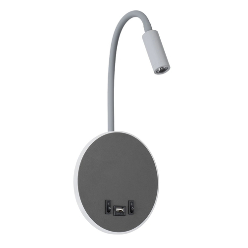 GLOBOSTAR® GOOSE 60882 Μοντέρνο Φωτιστικό Τοίχου - Απλίκα Ξενοδοχείου Reading Light με Φορτιστή USB 3A LED 6W 600lm 36° & 360° AC 220-240V IP20 Φυσικό Λευκό 4500K - CREE XPE & Lumileds SMD Chip & TÜV SÜD Driver - Γκρι Ανθρακί Ματ - Μ15.5 x Π15 x Υ30.5cm - 3 Χρόνια Εγγύηση