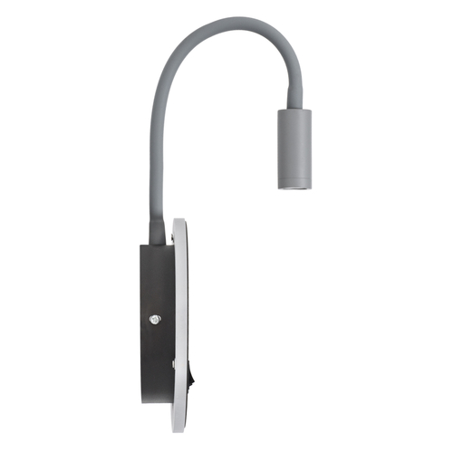 GLOBOSTAR® GOOSE 60882 Μοντέρνο Φωτιστικό Τοίχου - Απλίκα Ξενοδοχείου Reading Light με Φορτιστή USB 3A LED 6W 600lm 36° & 360° AC 220-240V IP20 Φυσικό Λευκό 4500K - CREE XPE & Lumileds SMD Chip & TÜV SÜD Driver - Γκρι Ανθρακί Ματ - Μ15.5 x Π15 x Υ30.5cm - 3 Χρόνια Εγγύηση