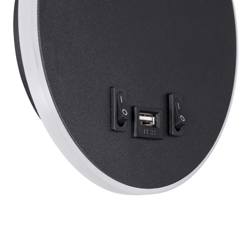 GLOBOSTAR® GOOSE 60883 Μοντέρνο Φωτιστικό Τοίχου - Απλίκα Ξενοδοχείου Reading Light με Φορτιστή USB 3A LED 6W 600lm 36° & 360° AC 220-240V IP20 Φυσικό Λευκό 4500K - CREE XPE & Lumileds SMD Chip & TÜV SÜD Driver - Μαύρο Ματ - Μ15.5 x Π15 x Υ30.5cm - 3 Χρόνια Εγγύηση