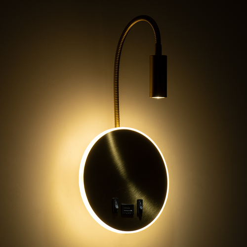 GLOBOSTAR® GOOSE 60885 Μοντέρνο Φωτιστικό Τοίχου - Απλίκα Ξενοδοχείου Reading Light με Φορτιστή USB 3A LED 6W 600lm 36° & 360° AC 220-240V IP20 Φυσικό Λευκό 4500K - CREE XPE & Lumileds SMD Chip & TÜV SÜD Driver - Χρυσό Πλατίνα - Μ15.5 x Π15 x Υ30.5cm - 3 Χρόνια Εγγύηση