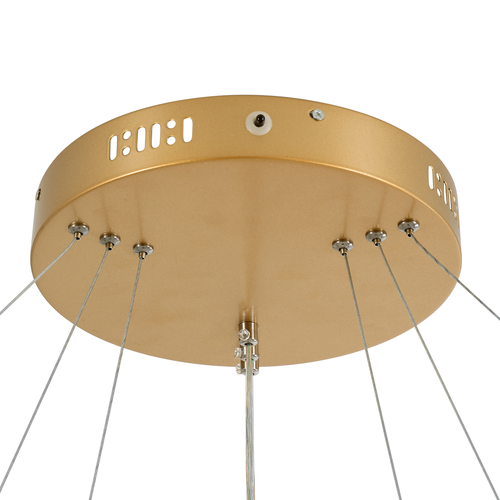 kelvo® VENOM 61190 Μοντέρνο Κρεμαστό Φωτιστικό Οροφής LED 120W 14158lm 120° AC 220-240V IP20 Ρυθμιζόμενο Λευκό CCT με Χειριστήριο από 2700K έως 6000K Dimmable - Lumileds SMD Chip - Χρυσό Βούρτσας - Μ80 x Π80 x Υ60cm - 3 Χρόνια Εγγύηση