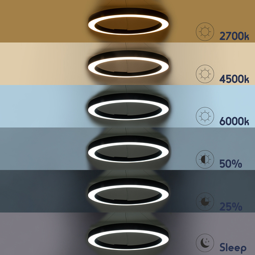 GLOBOSTAR® RA 61198 Μοντέρνο Κρεμαστό Φωτιστικό Οροφής LED 100W 11020lm 120° AC 220-240V IP20 Ρυθμιζόμενο Λευκό CCT με Χειριστήριο από 2700K έως 6000K Dimmable - Lumileds SMD Chip - Μαύρο Ματ - Μ120 x Π120 x Υ8cm - 3 Χρόνια Εγγύηση