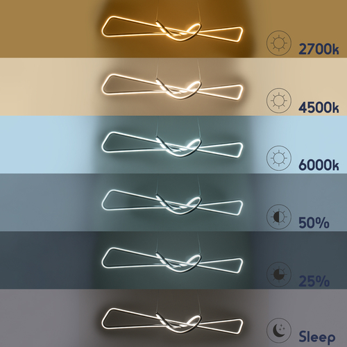 GLOBOSTAR® DOLORES 61279 Μοντέρνο Κρεμαστό Φωτιστικό Οροφής LED 105W 11760lm 300° AC 220-240V IP20 Ρυθμιζόμενο Λευκό CCT με Χειριστήριο από 2700K έως 6000K Dimmable - Lumileds SMD Chip - Μαύρο Ματ - Μ110 x Π17 x Υ17.5cm - 3 Χρόνια Εγγύηση