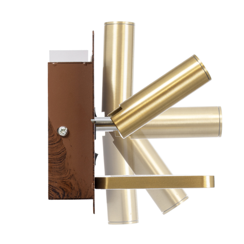 GLOBOSTAR® PALADIN 61361 Μοντέρνο Φωτιστικό Τοίχου - Απλίκα Ξενοδοχείου Reading Light με Φορτιστή USB 3A & Wireless 20W LED 6W 720lm 36° & 360° AC 220-240V IP20 Φυσικό Λευκό 4500K - Bridgelux COB Chip & TÜV SÜD Driver - Καφέ & Χρυσό Βούρτσας - Μ30 x Π11 x Υ12cm - 3 Χρόνια Εγγύηση