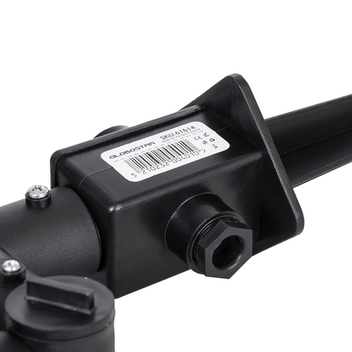 GloboStar® GRASEDO 61614 Καρφωτή Βάση Κήπου με 2 Ντουί E27 για Λάμπες Σποτ PAR38 - Αδιάβροχη IP67 - Υψηλής Αντοχής ABS - VDE Certified - Μ25 x Π7.5 x Υ43.5cm - Μαύρο - 5 Years Warranty