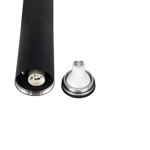GLOBOSTAR® DUCT 61619 Φωτιστικό Downlight Σποτ με Ντουί 1 x GU10 AC 220-240V IP20 - Μαύρο Ματ - Μ6 x Π6 x Υ45cm