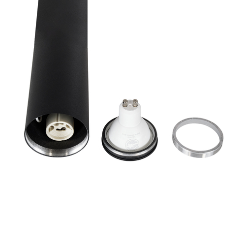 GLOBOSTAR® DUCT 61619 Φωτιστικό Downlight Σποτ με Ντουί 1 x GU10 AC 220-240V IP20 - Μαύρο Ματ - Μ6 x Π6 x Υ45cm